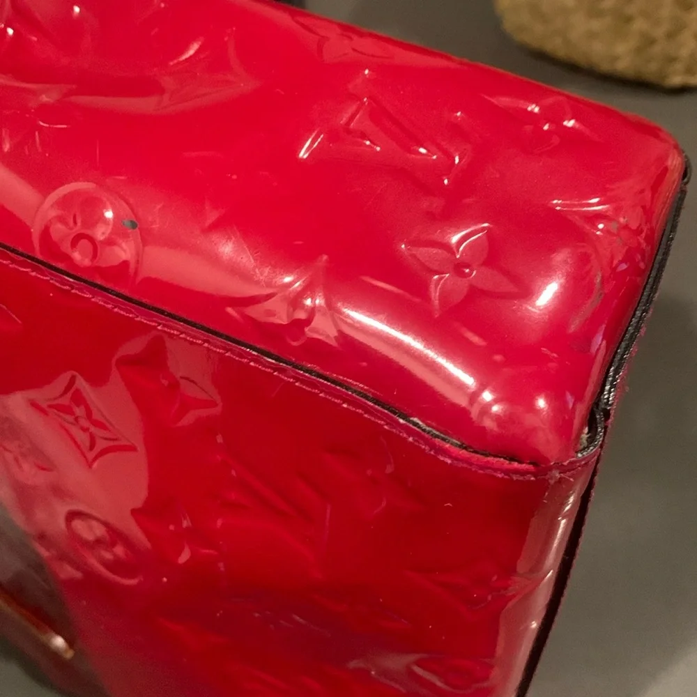 Louis Vuitton red Vernis MM mini Houston date code SN1123 - Picture 11 of 12